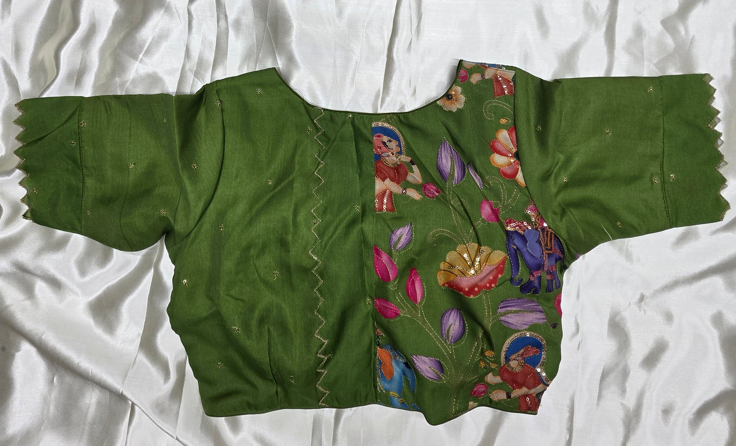 Parrot Green Sequence Blouse