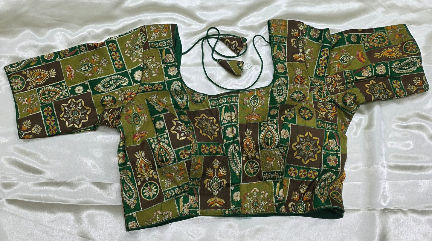 Green multi colour blouses