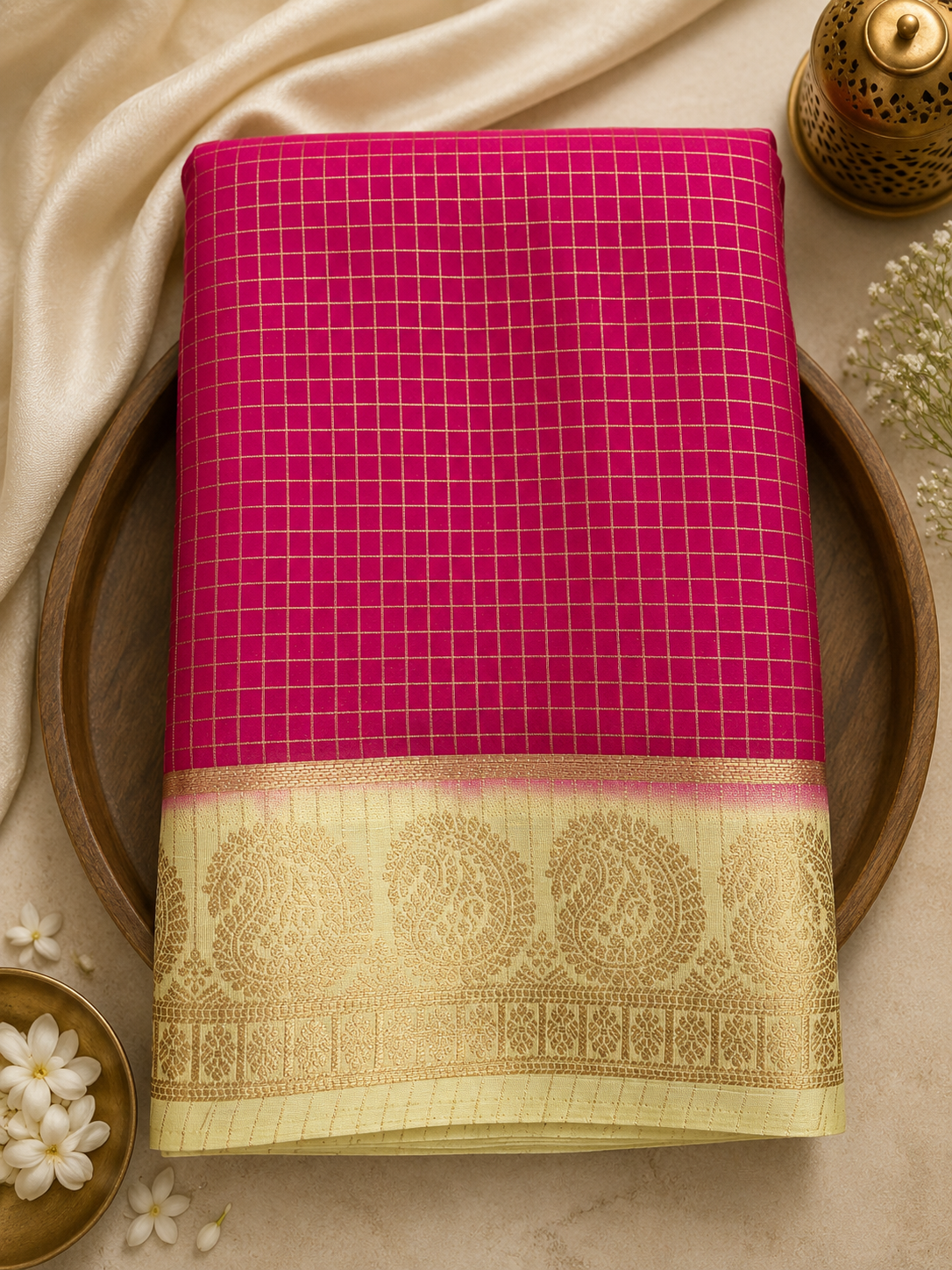 Pink Semi Crepe Silk Saree