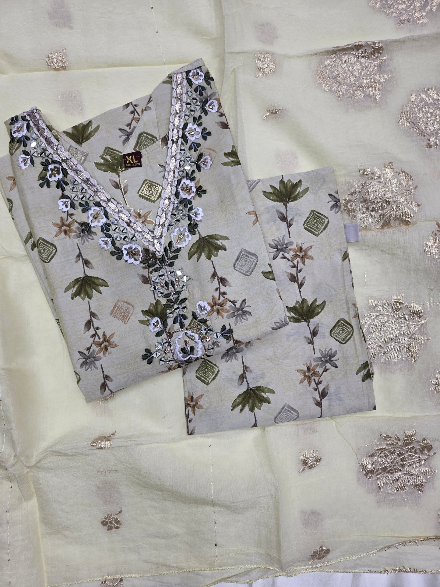 Green Muslin Silk 3pc Set