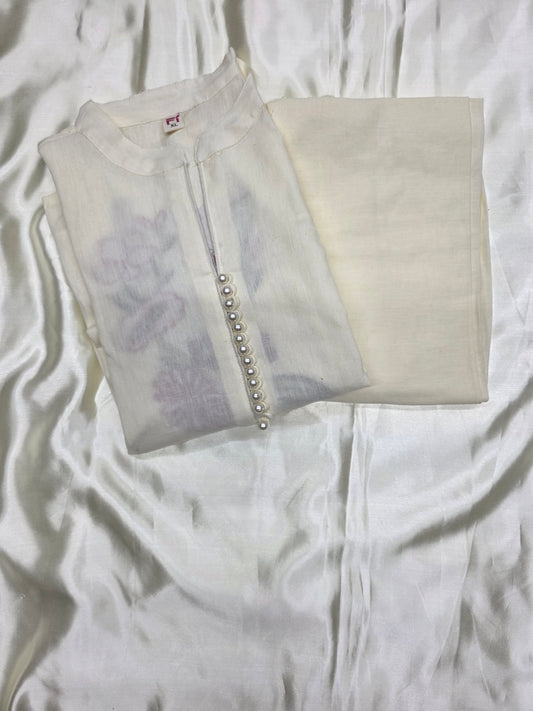 White Khadi Cotton 2pc Set