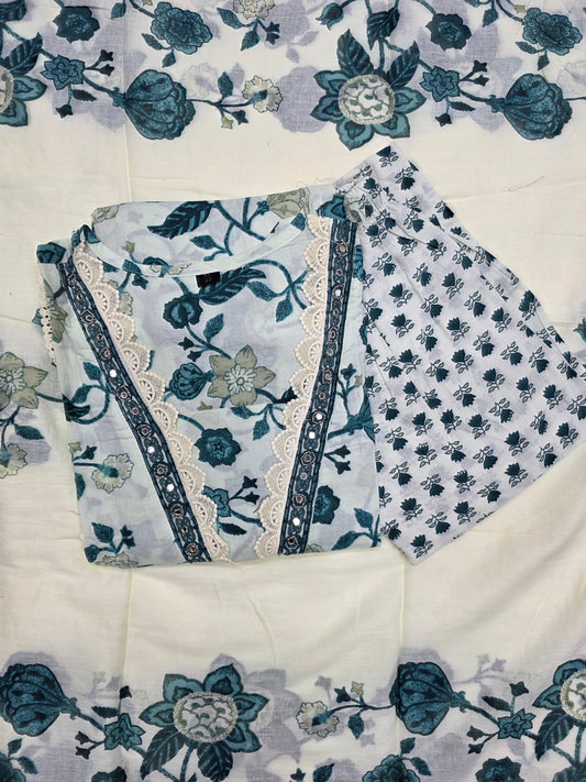 Pale Aqua Mul Cotton 3pc Set