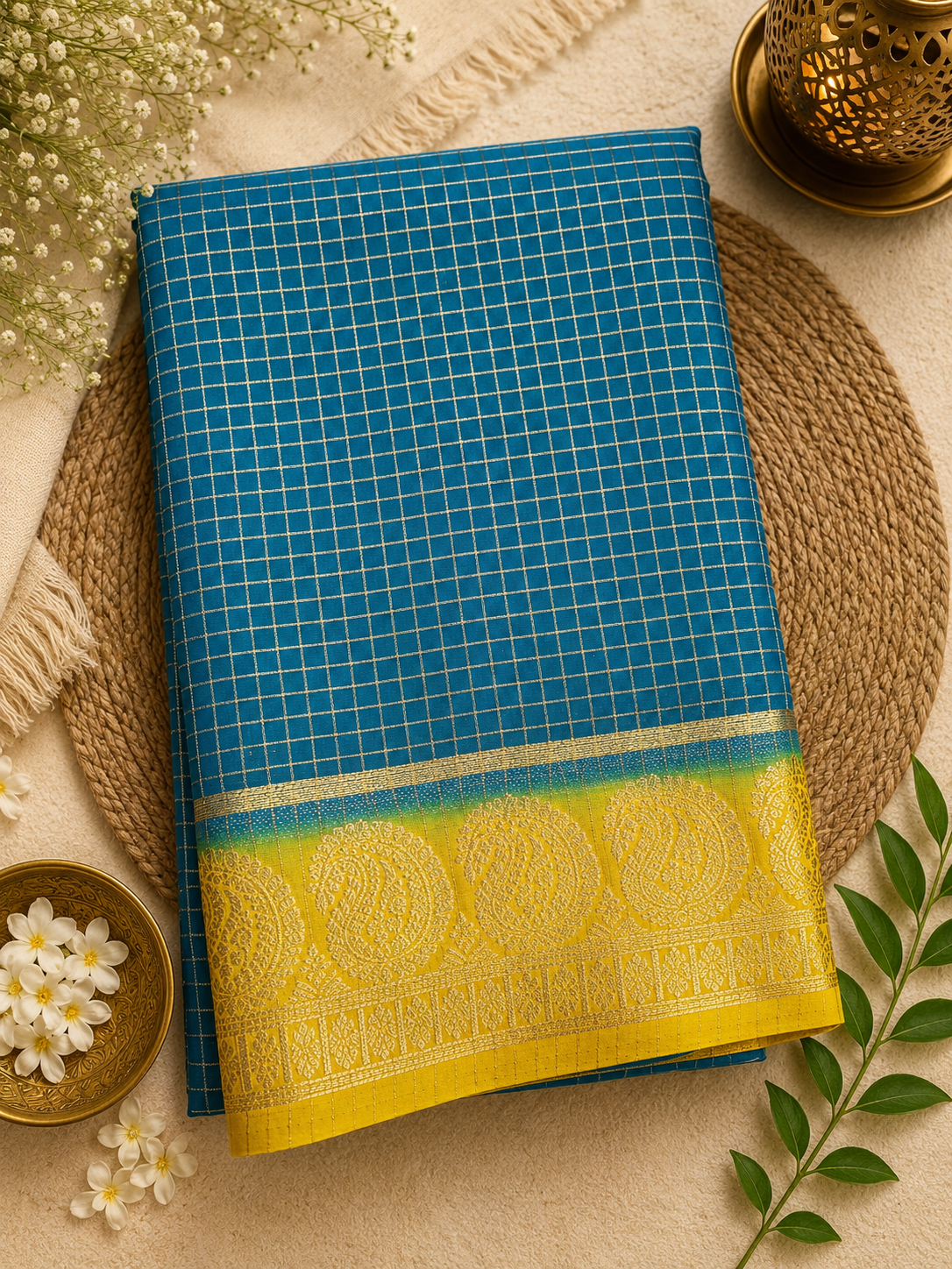 Blue Semi Crepe Silk Saree
