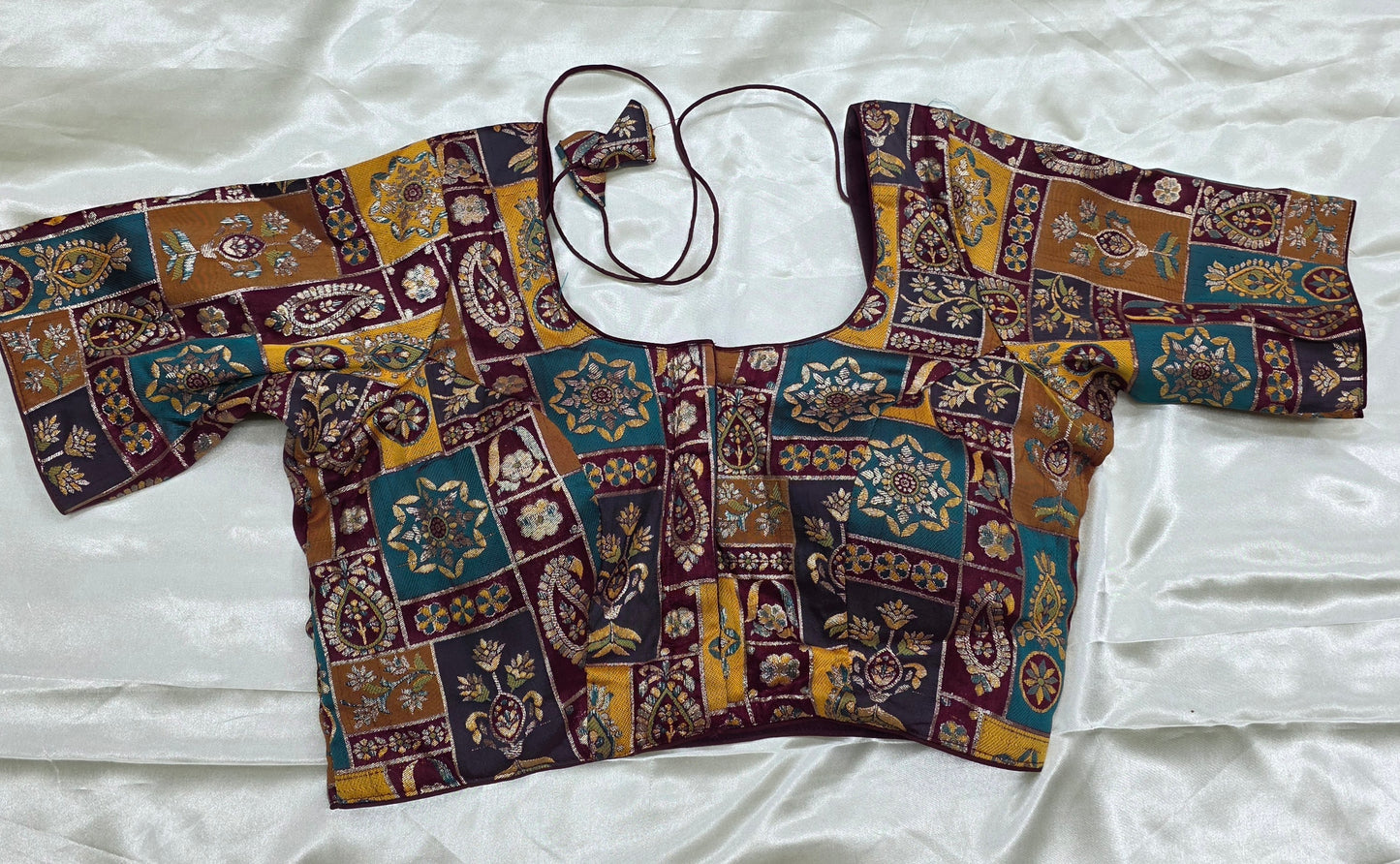 Maroon with Green multi colour blouses