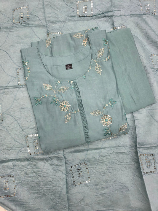 Light blue Raw Silk 3pc Set