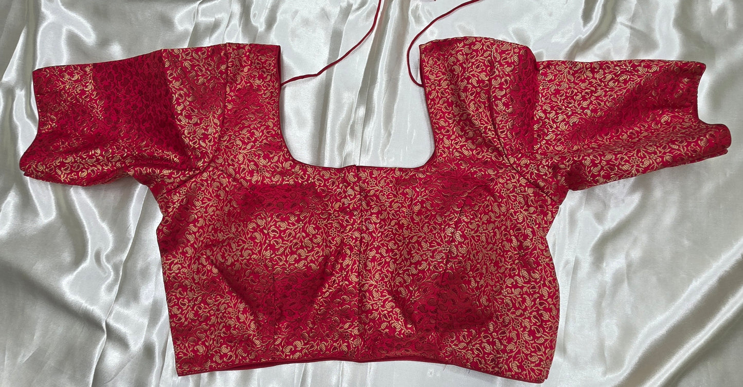Red Brocade Blouse