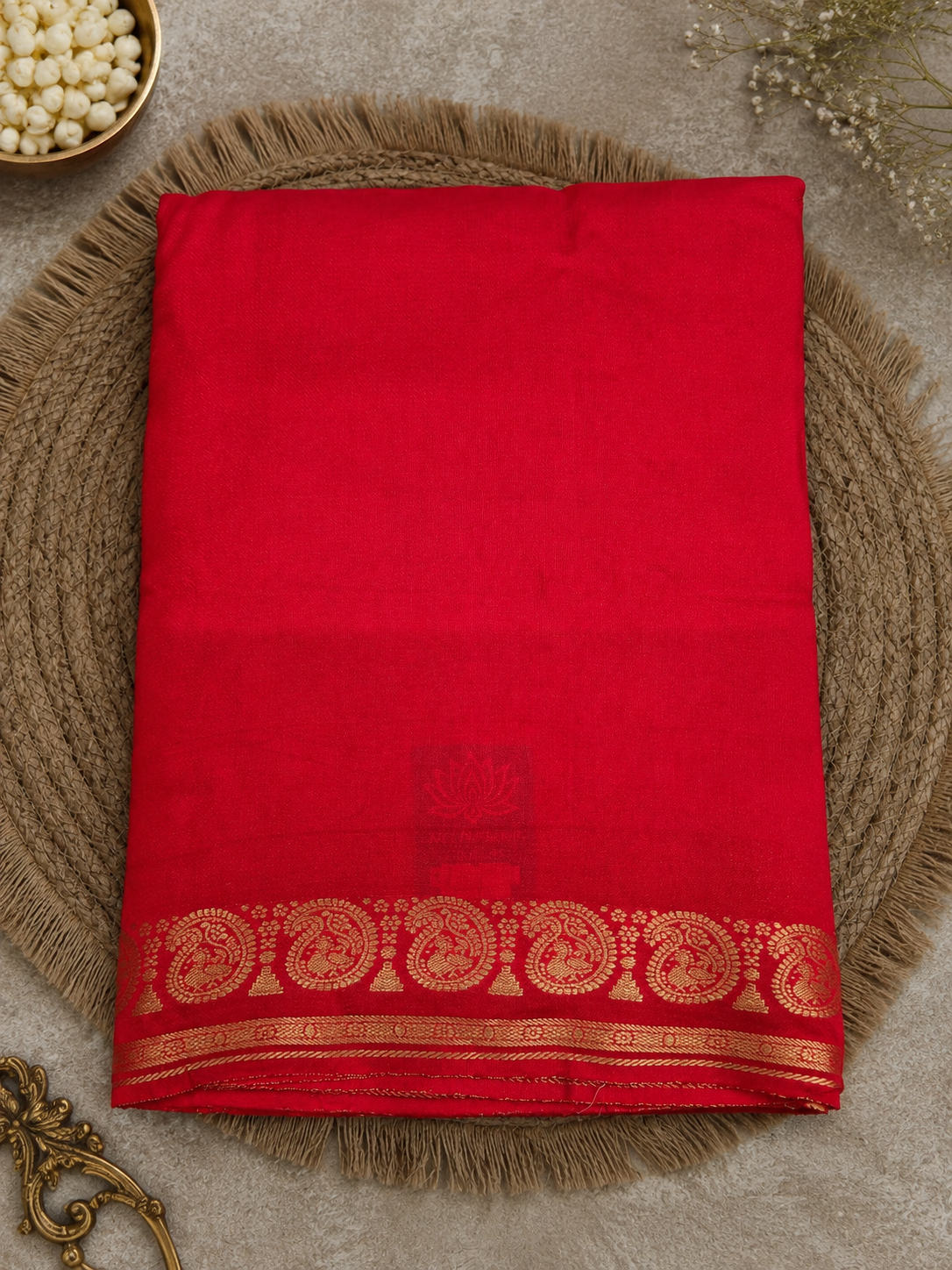 Red Semi Mysore Silk Saree