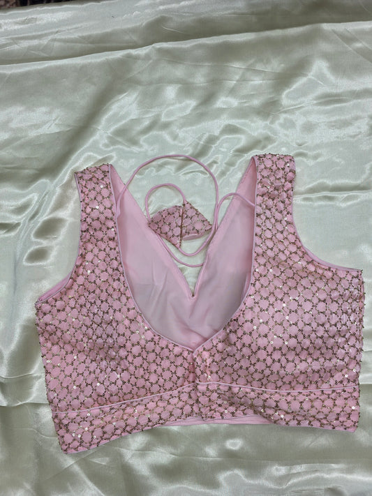 Pink colour Sequence Blouse