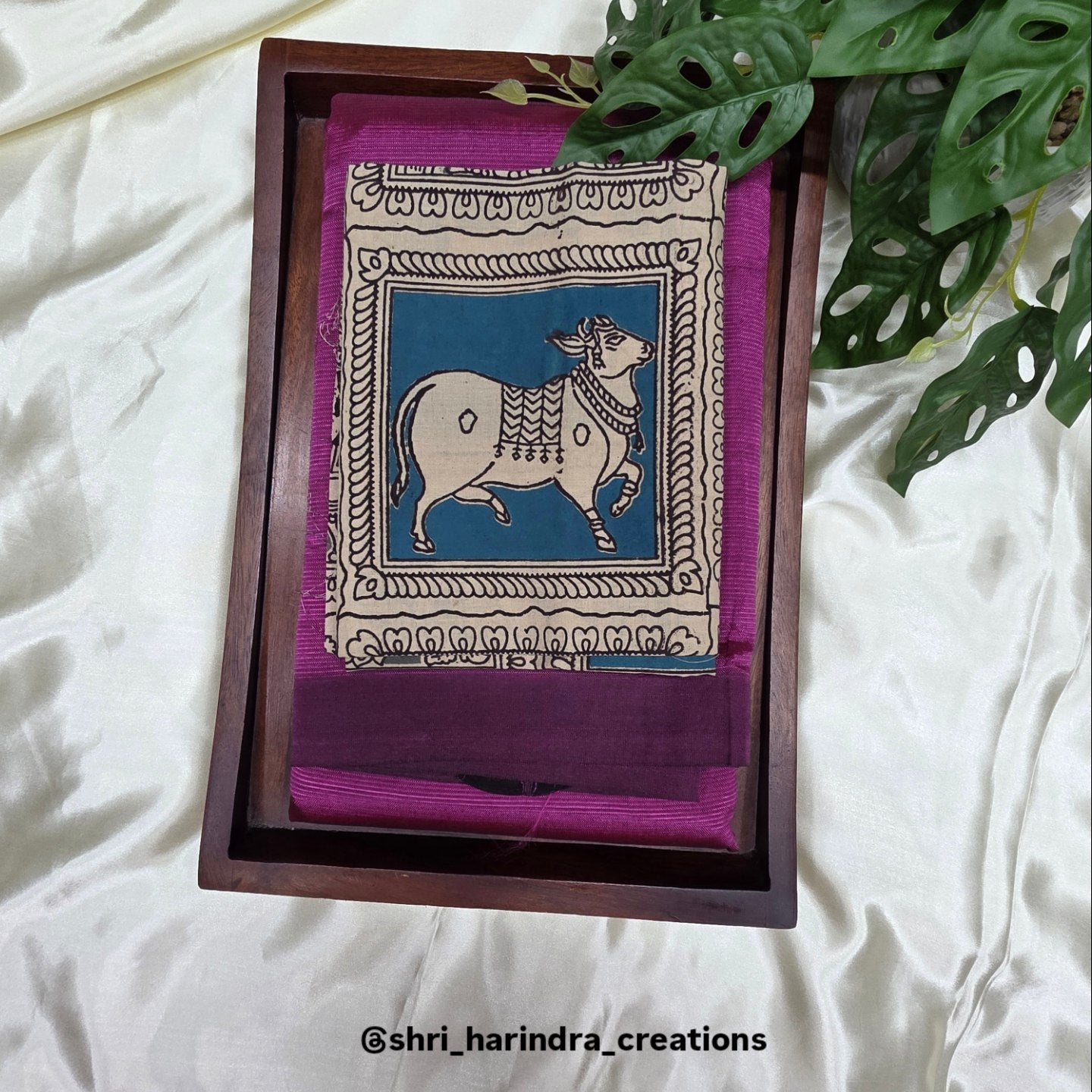 Mangalgiri saree with contrast blouse