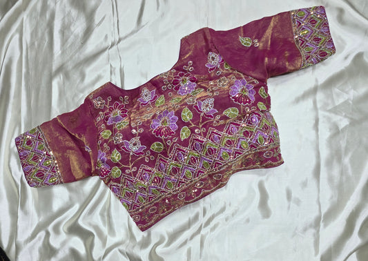 Magenta colour Work Blouse