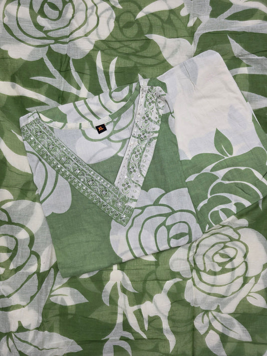 Green Mul Cotton 3pc Set