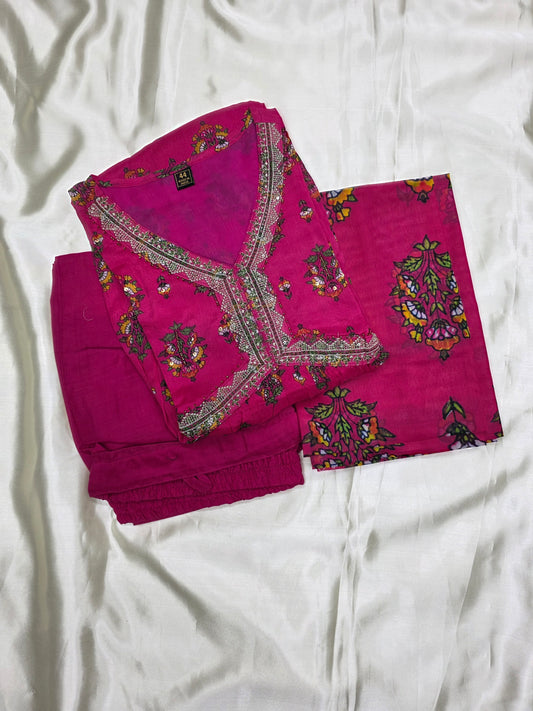 Alia cut Pink Floral 3pc Set