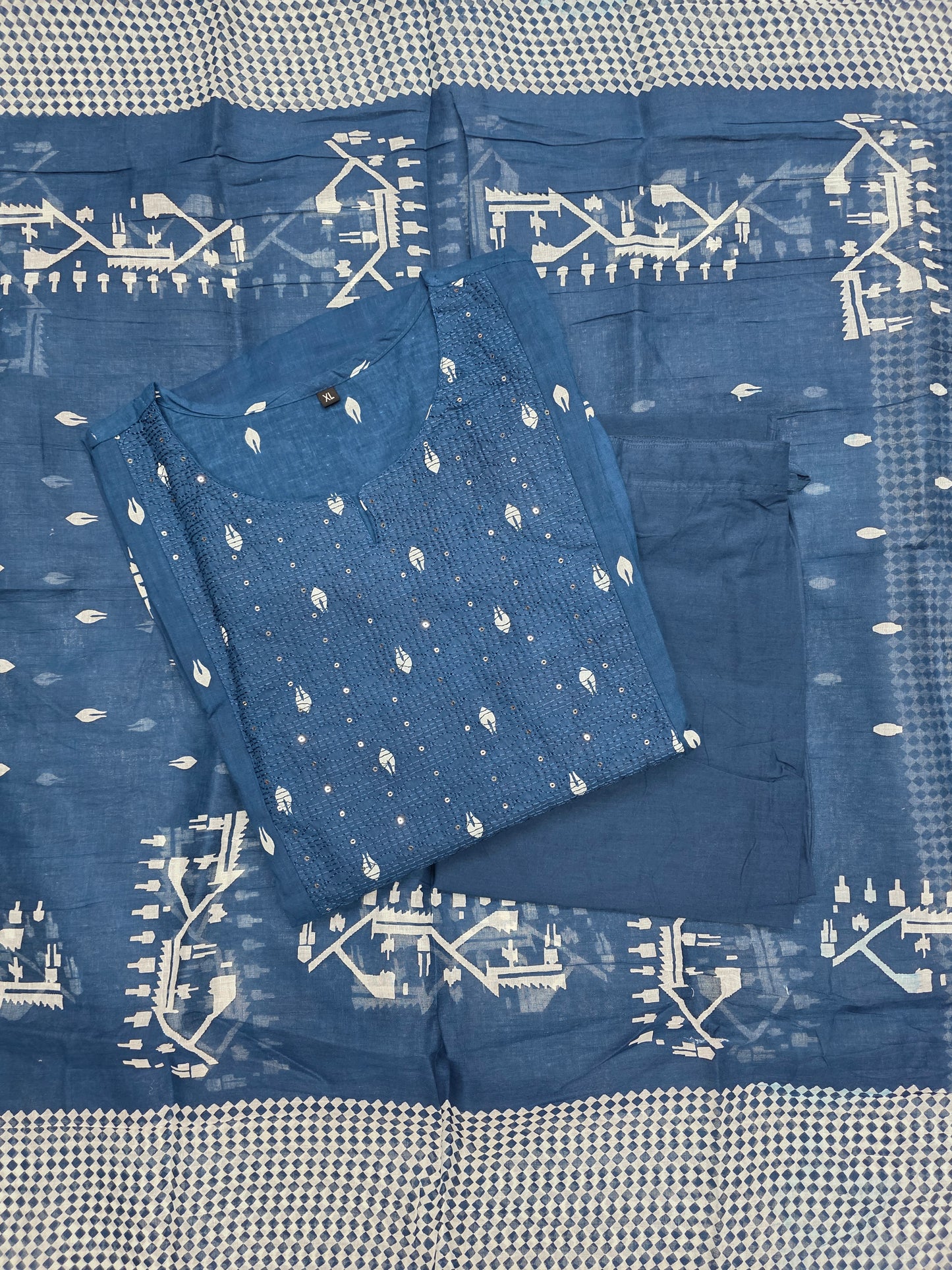 Indigo Blue Cotton 3pc Set
