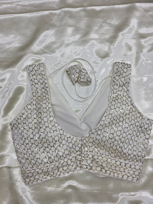 White colour Sequence Blouse