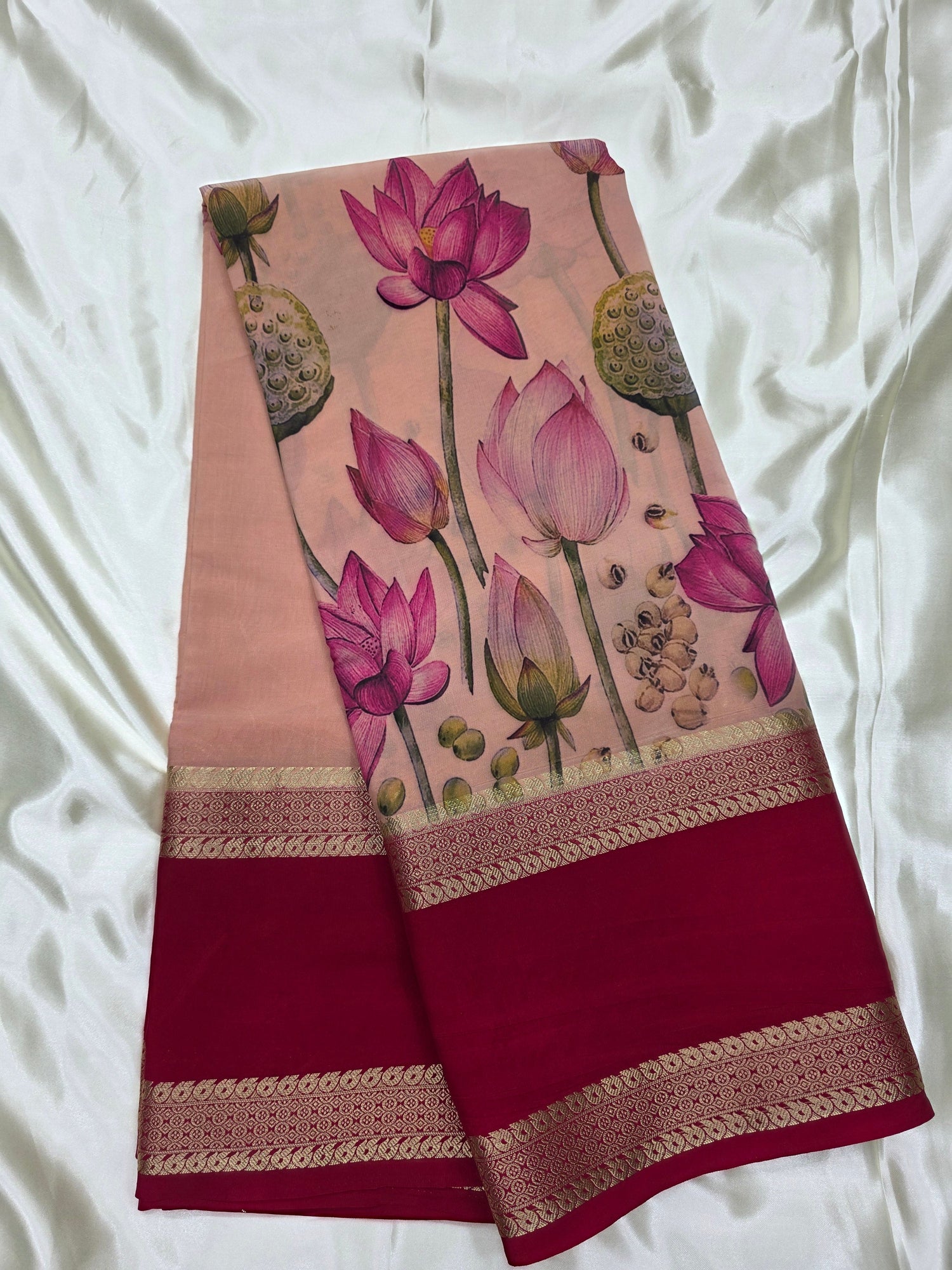 Digital print crepe silk sarees