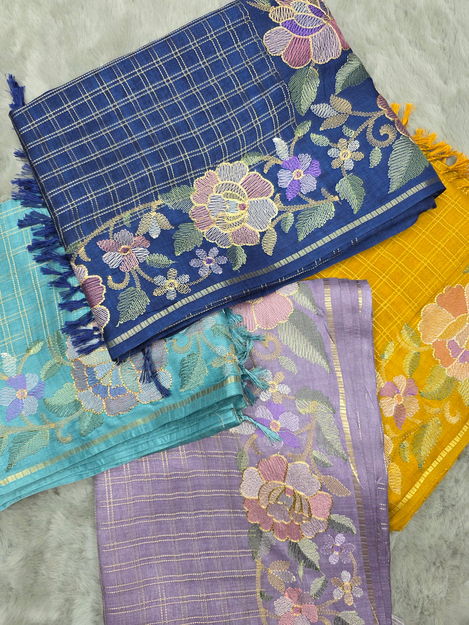 Tussar with Embroidery