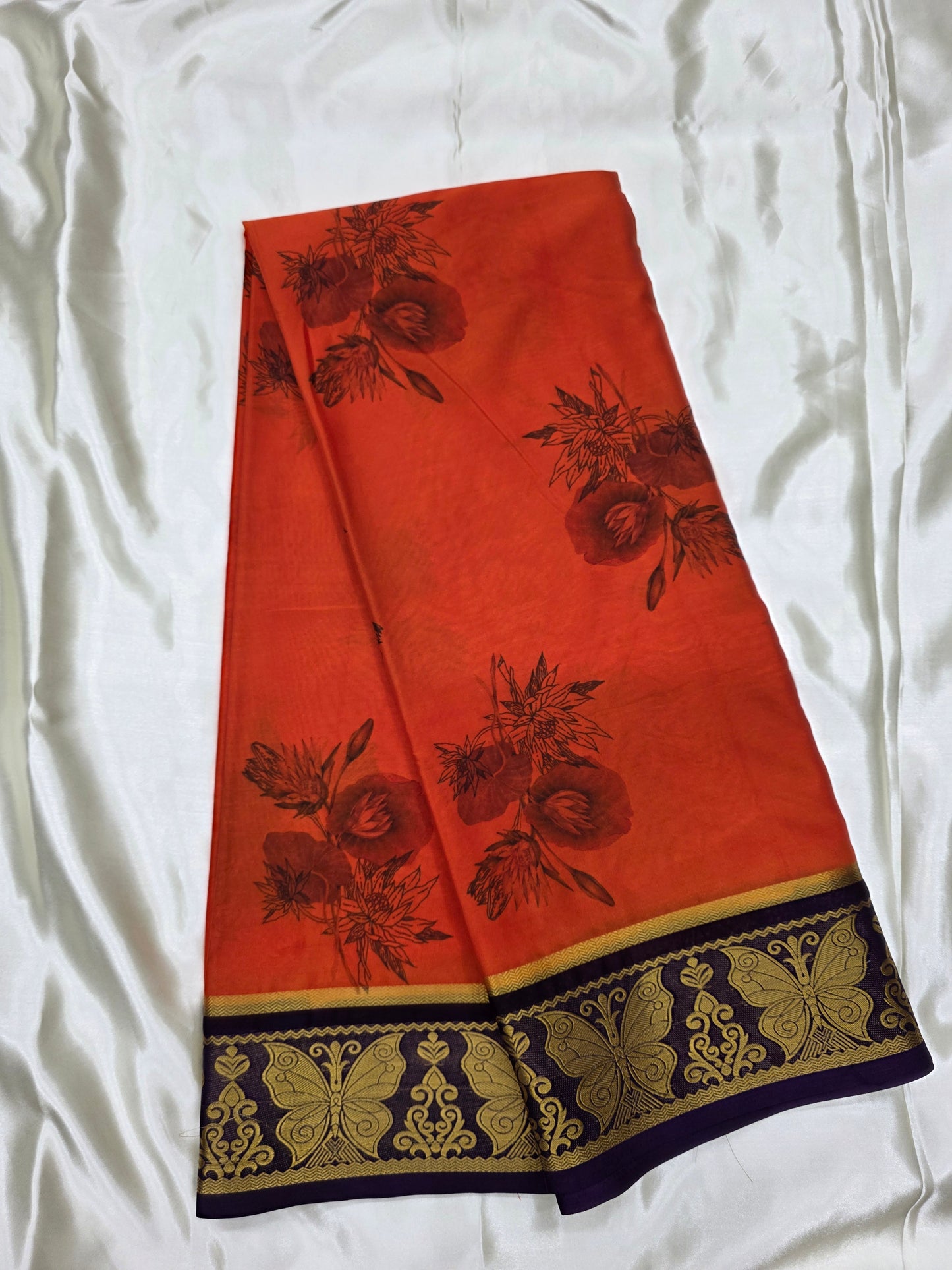Digital print crepe silk sarees