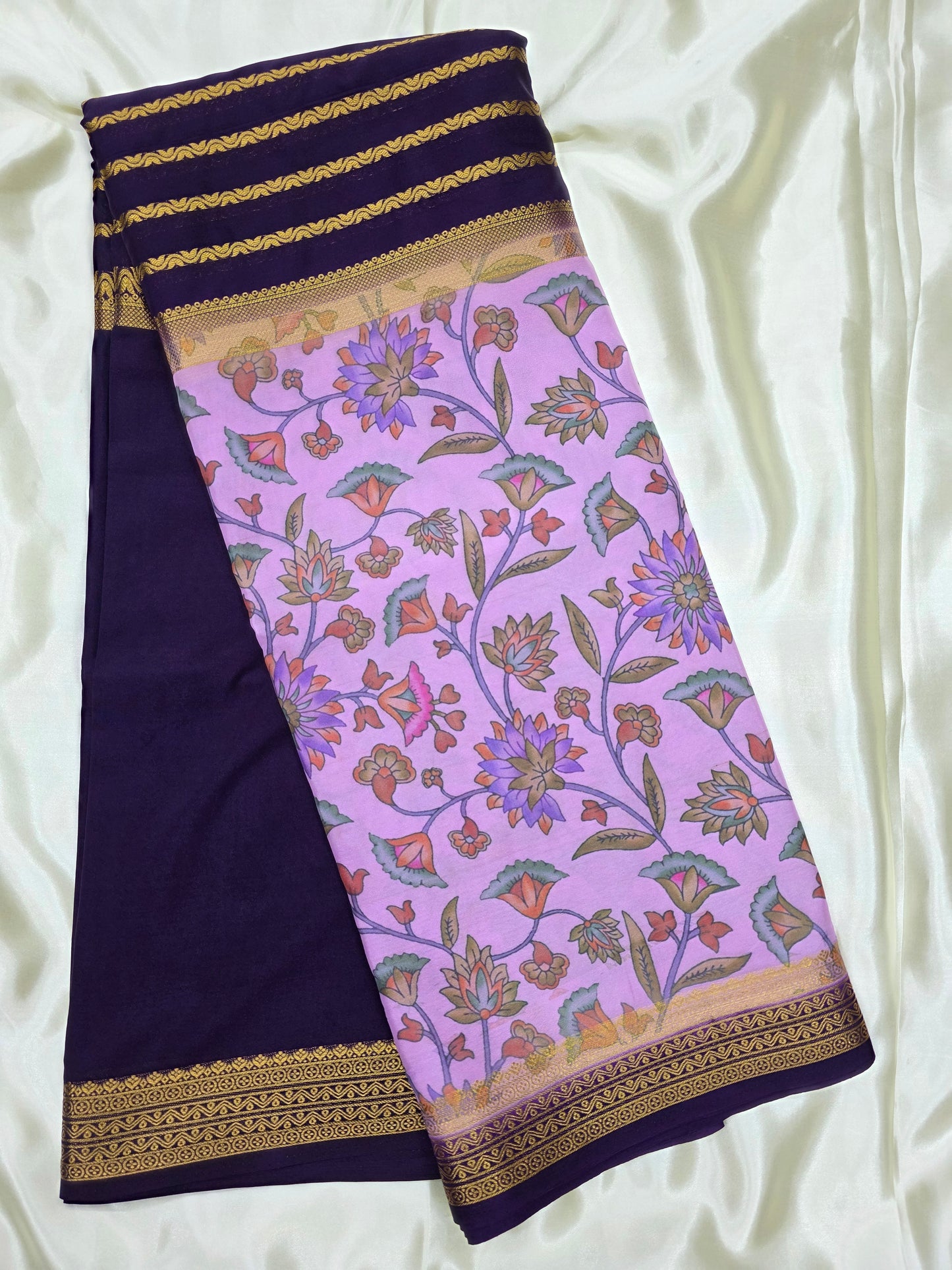 Digital print crepe silk sarees