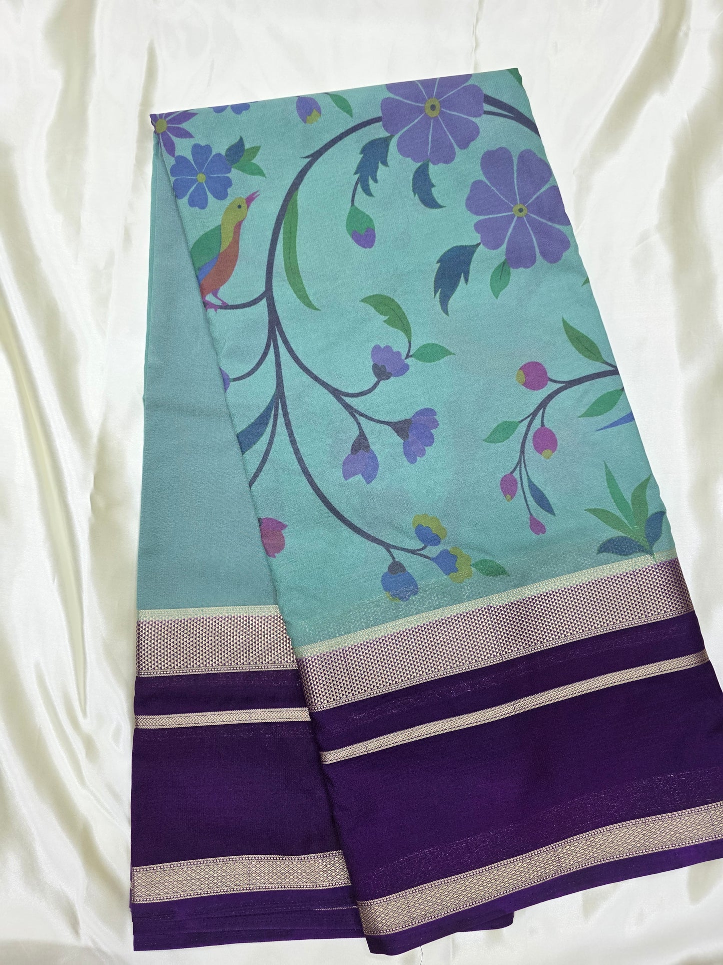 Digital print crepe silk sarees