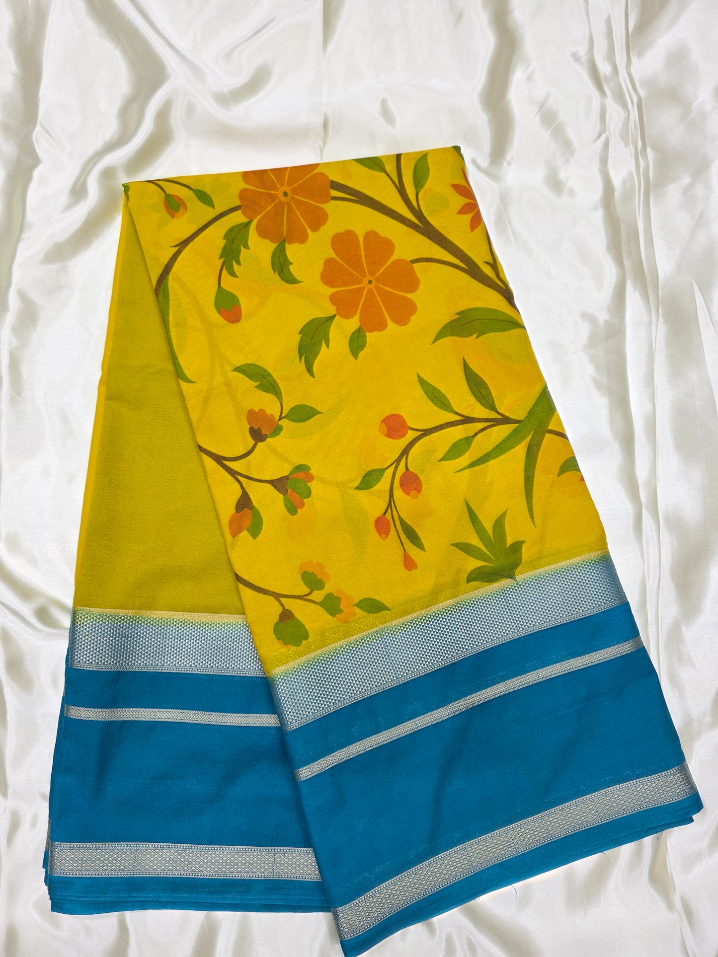 Digital print crepe silk sarees