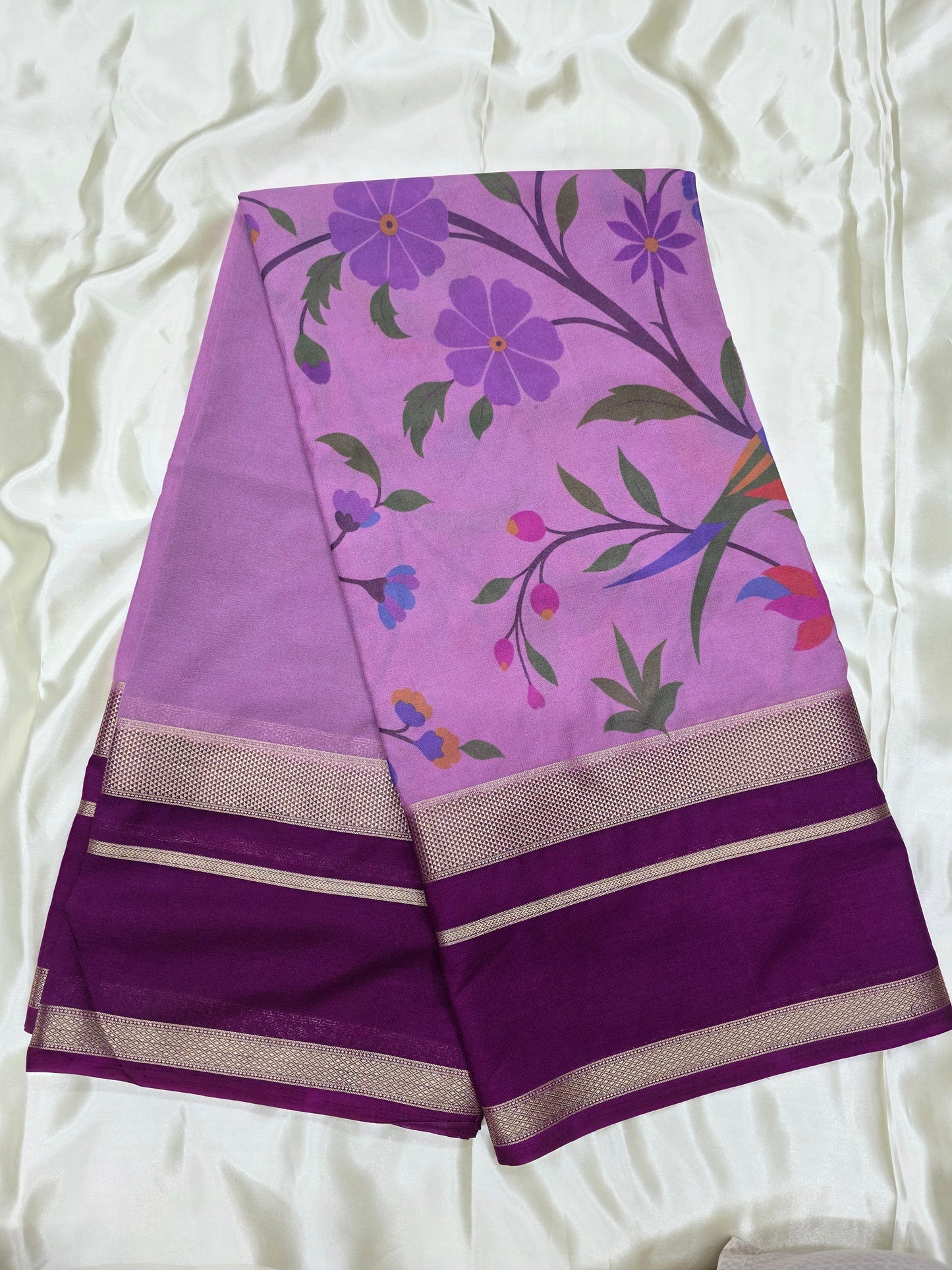 Digital print crepe silk sarees