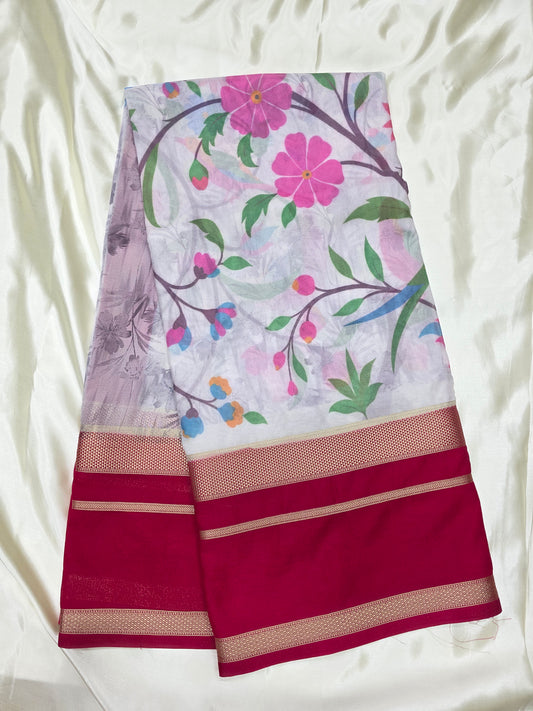 Digital print crepe silk sarees