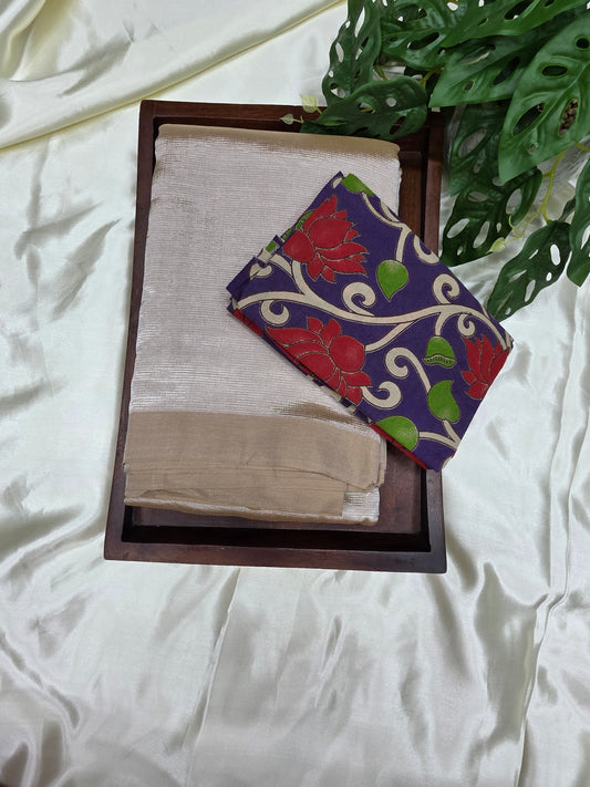 Mangalgiri Saree with printed blouse