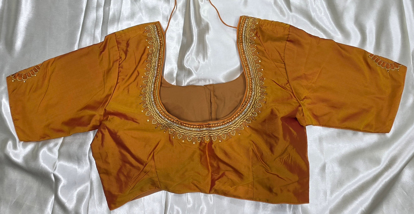 Yellow Raw Silk Work Blouse