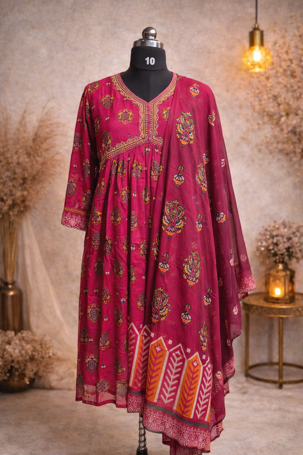 Alia cut Pink Floral 3pc Set