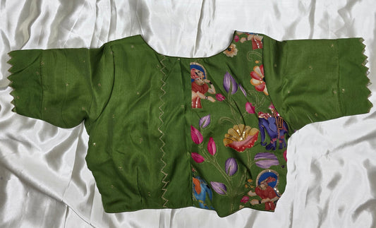Parrot Green Sequence Blouse