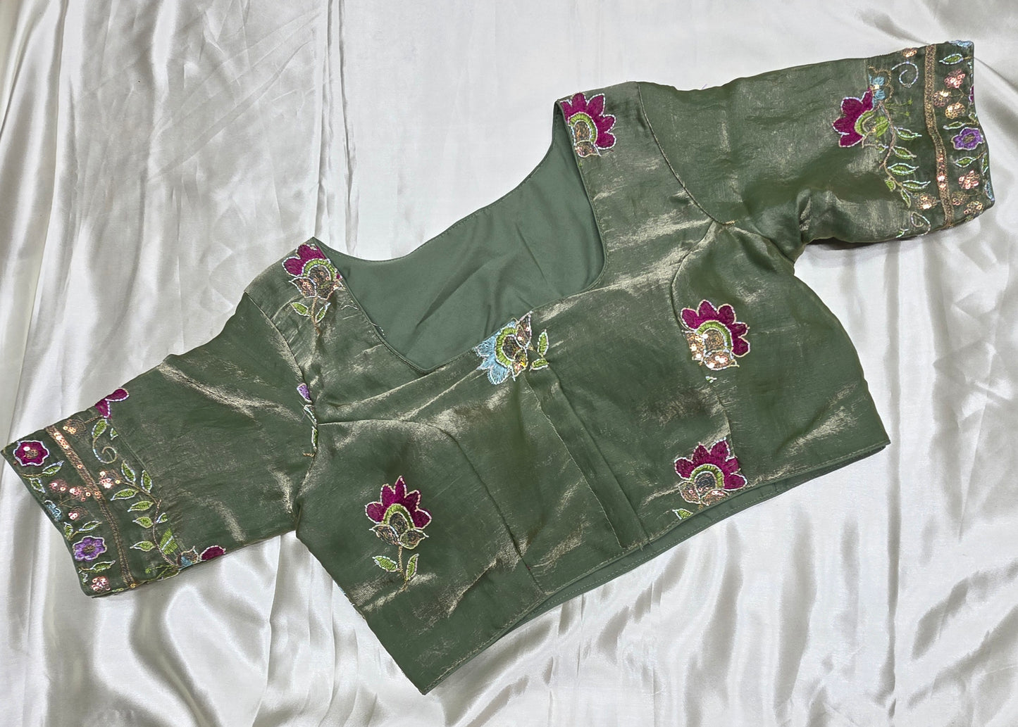 Sea Green Colour Work Blouse