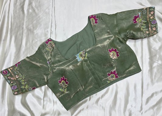 Sea Green Colour Work Blouse