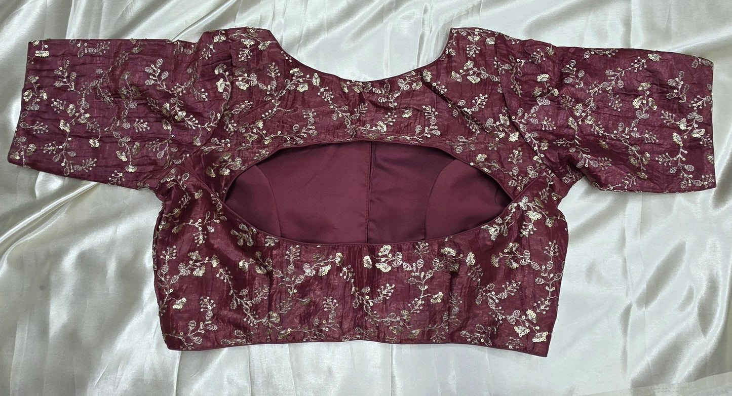 Magenta Crepe Sequence Blouse