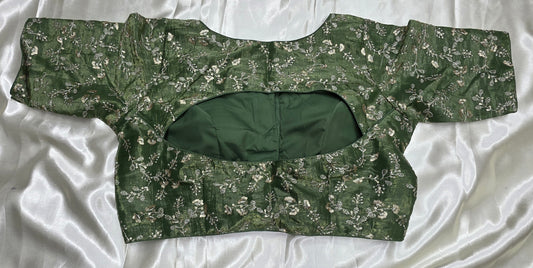 Green Crepe Sequence Blouse