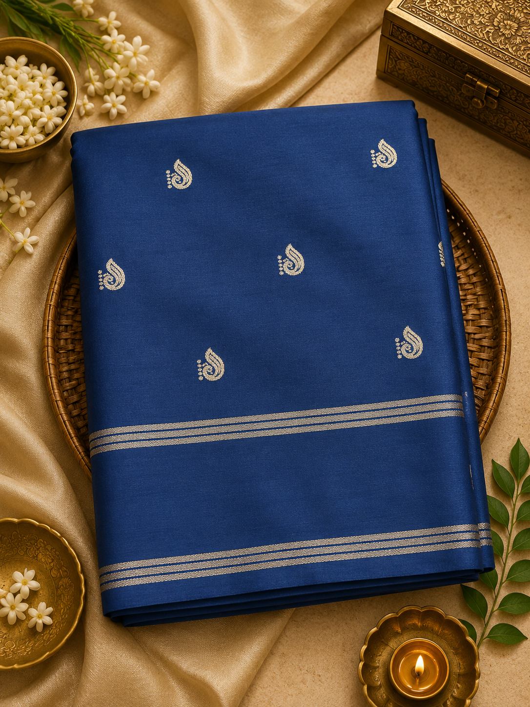 Dark Blue Dola Viscose Silk Saree