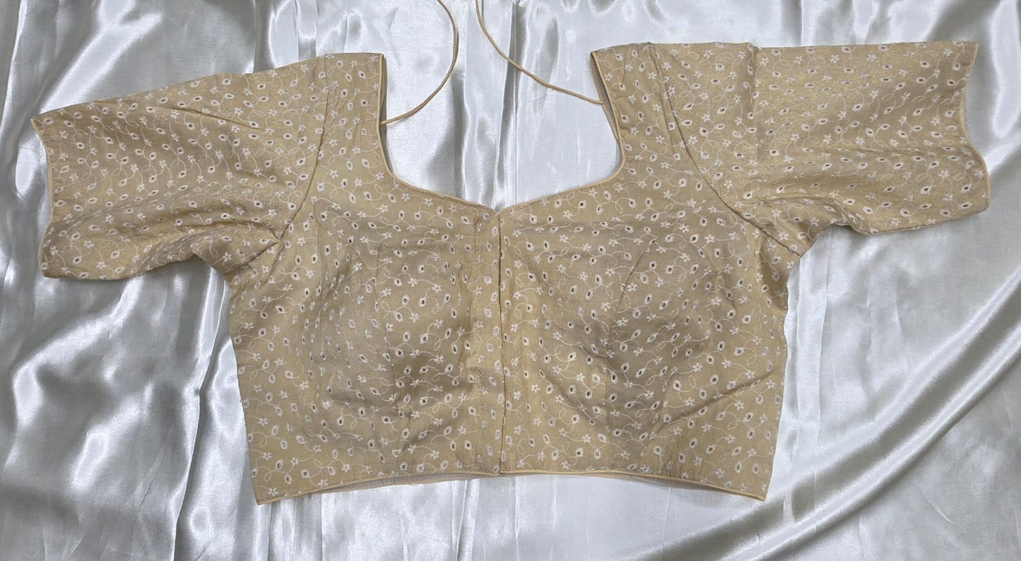 Cream Netted Fabric Blouse