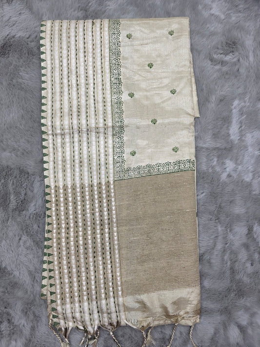 Green Butta Cotton Saree