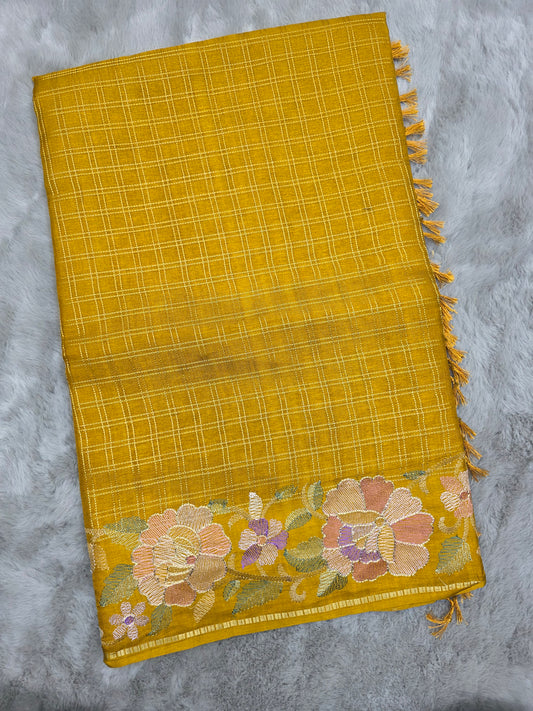Tussar with Embroidery