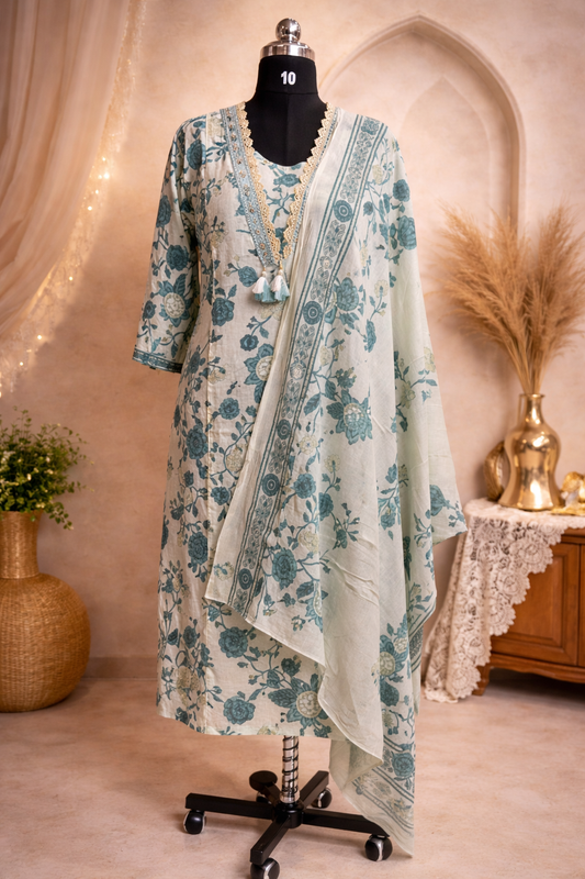 Pale Aqua Mul Cotton 3pc Set