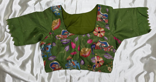 Parrot Green Sequence Blouse