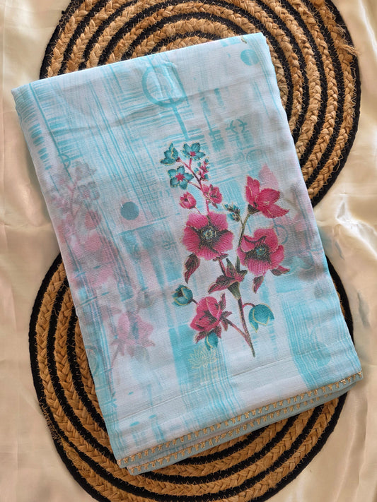 Printed silk cotton saree