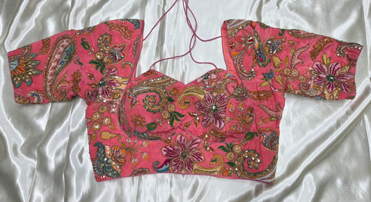 Pink Crepe Silk Print Blouse