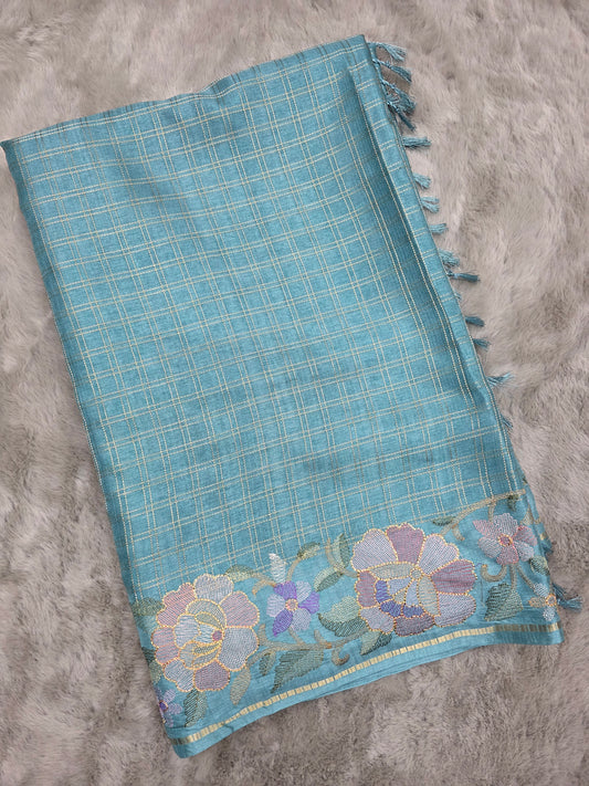 Tussar with Embroidery