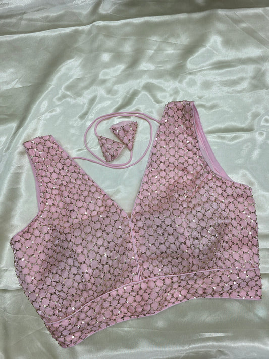 Pink colour Sequence Blouse
