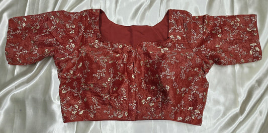 Orange Crepe Sequence Blouse