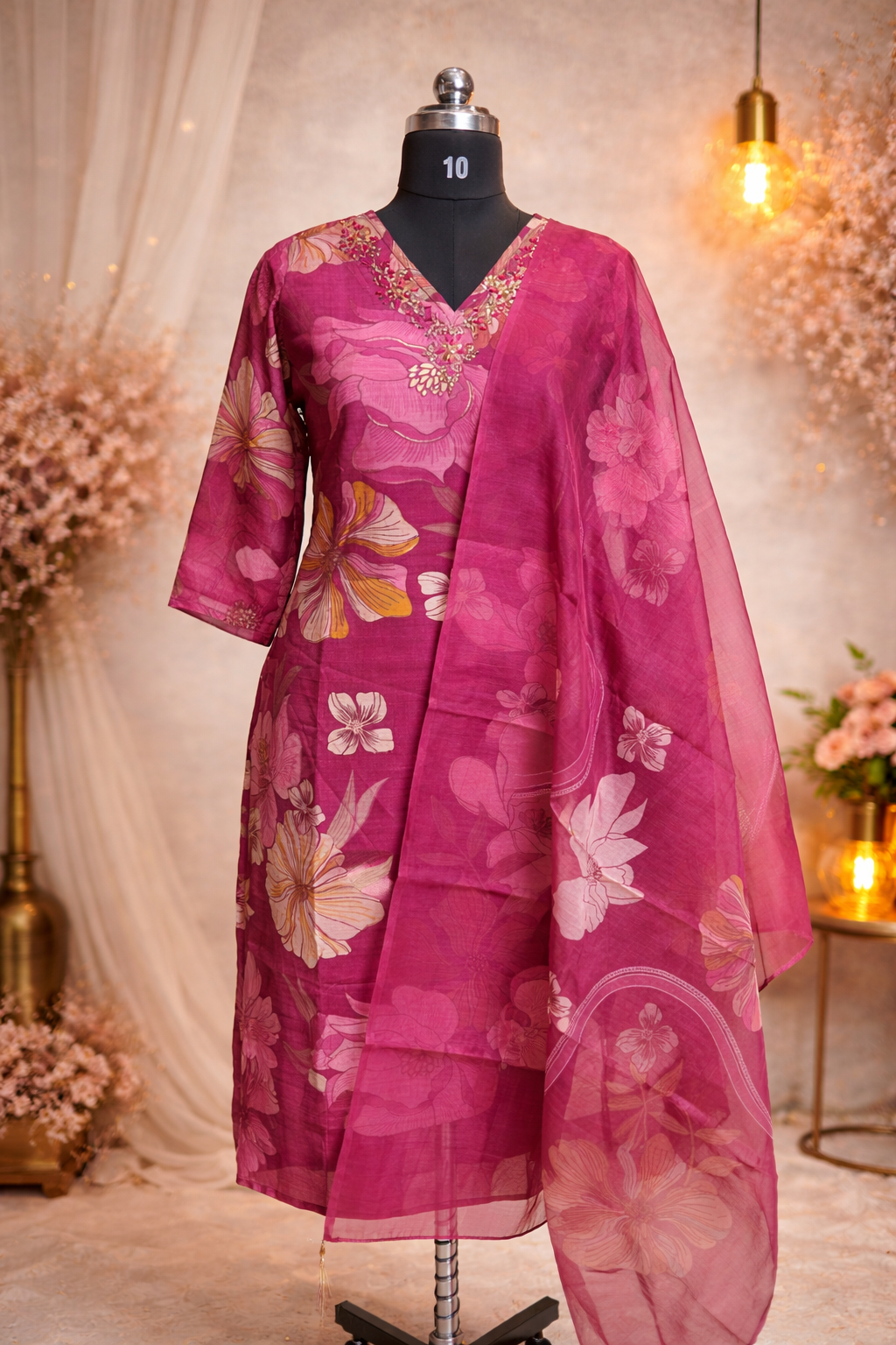 Pink Muslin Silk 3ps Set