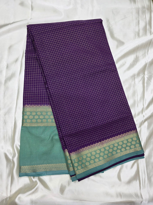 Checks Semi Crepe Saree