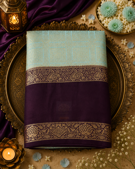 Light Sea Green Brocade Crepe Saree