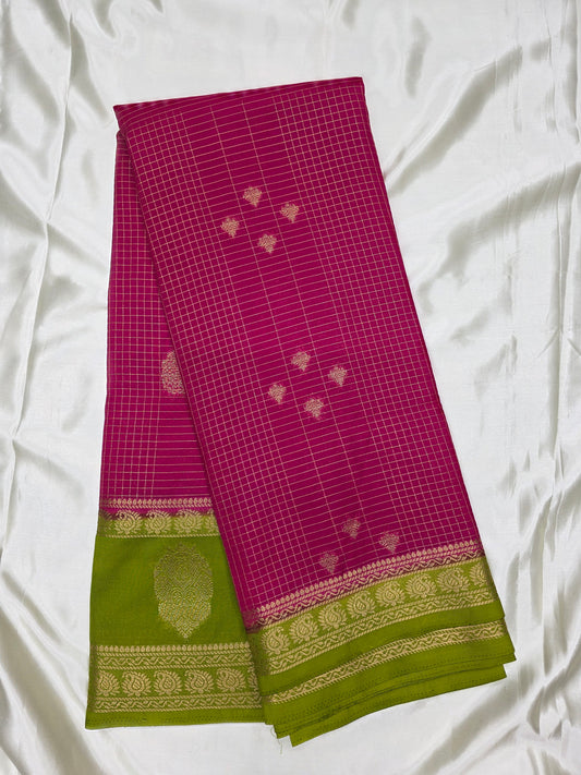 Checks Semi Crepe Saree