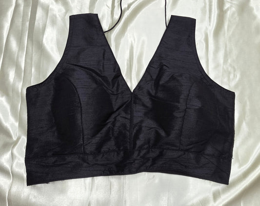 Black Raw Silk Blouse